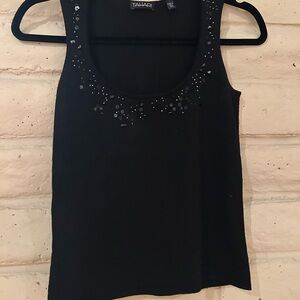 Tahari Black Embellished Tank Top